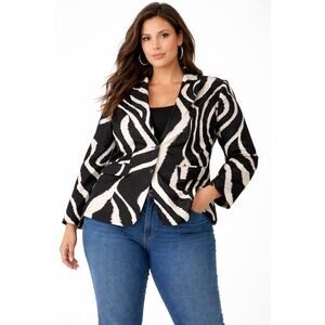 Eloquii Modern Black Ivory Zebra Print Blazer Plus Formal Dressy Size 14/16
